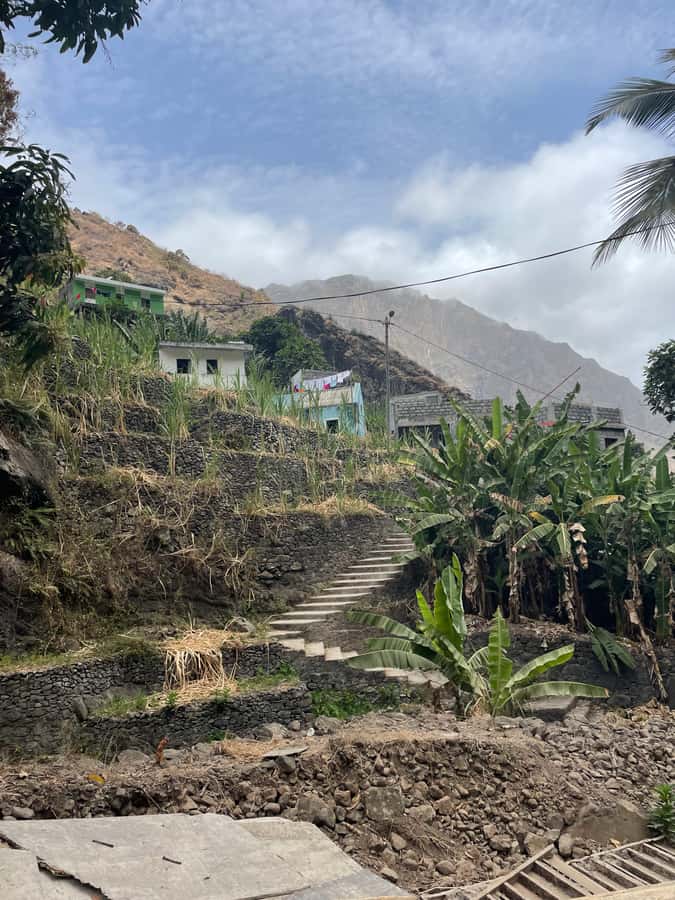 Cova–Paúl Valley Trek: Santo Antão Day Trip by Ferry - Walking down from the crater into Paúl Valley