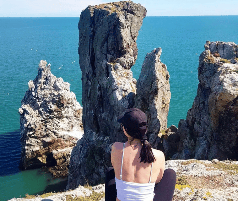 Dublin: Ferry from Howth to Ireland's Eye island - Landing on the island’s rock steps