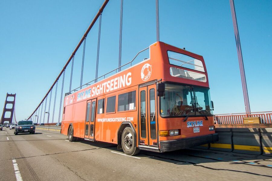 San Francisco: Hop-On Hop-Off Bus with Ferry & Alcatraz Tour - Riding the open-top bus across the Golden Gate